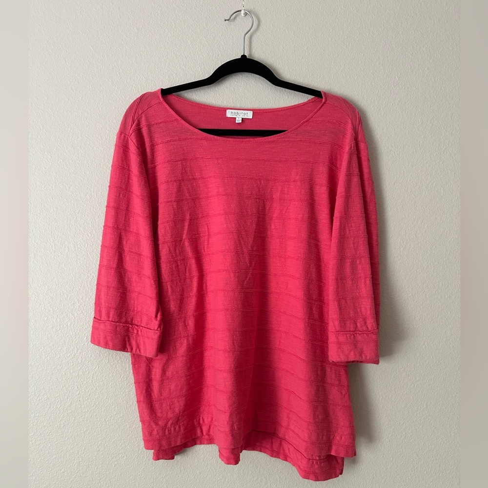 Habitat Woman’s Top Hot Pink Tees - Cover Tunic Size L Stitch Boatneck Stretch
